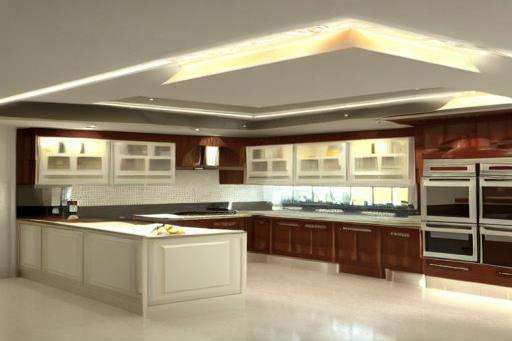 Suspended Tray False Ceiling Design for Kitchen