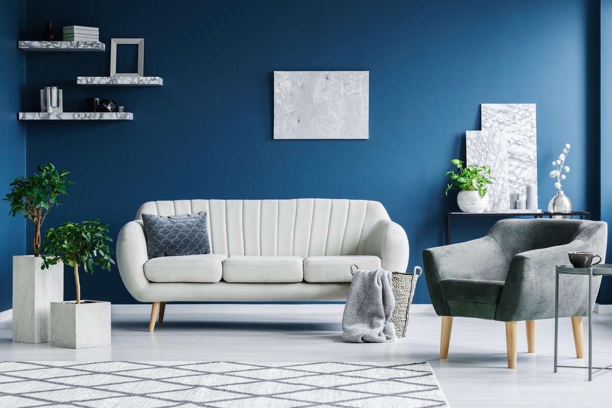 Modern Grey and Blue Living Room Modern Grey and Blue Living Room