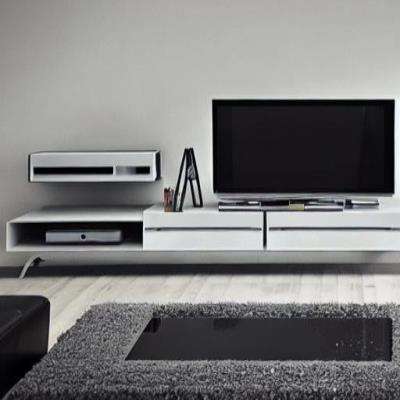 Modern TV Unit Design in Black and Grey Laminate