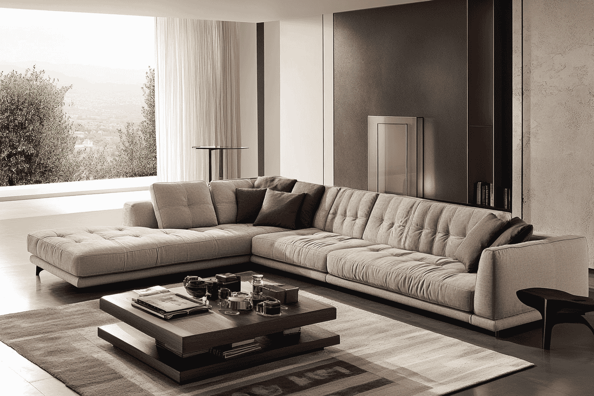 Luxury Contemporary Living Room Design With L Shaped Sofa