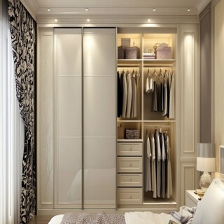 Modern 4-Door Sliding Wardrobe Design In Frosty White