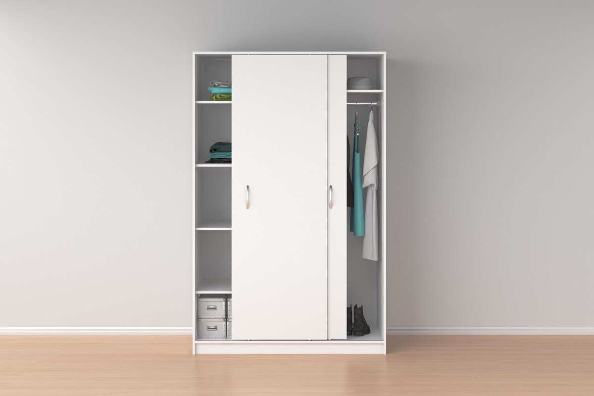 Small Sliding Wardrobe with a White Finish