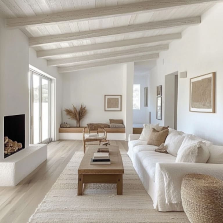 Rustic Single-Layered White Ceiling Design For Living Rooms