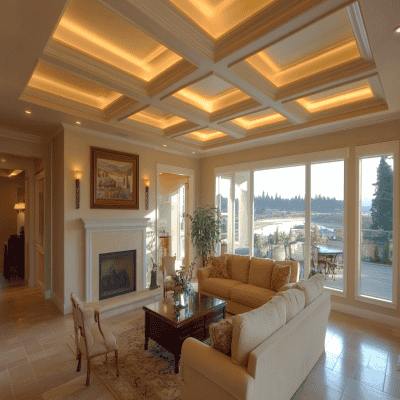 Contemporary Rectangular Gypsum False Ceiling Design