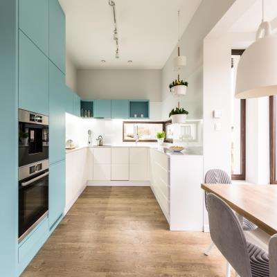 Tropical Turquoise Blue Modular Kitchen