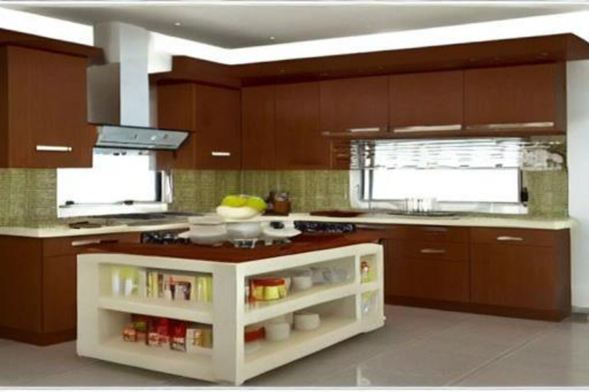 Island Small Kitchen False Ceiling Design