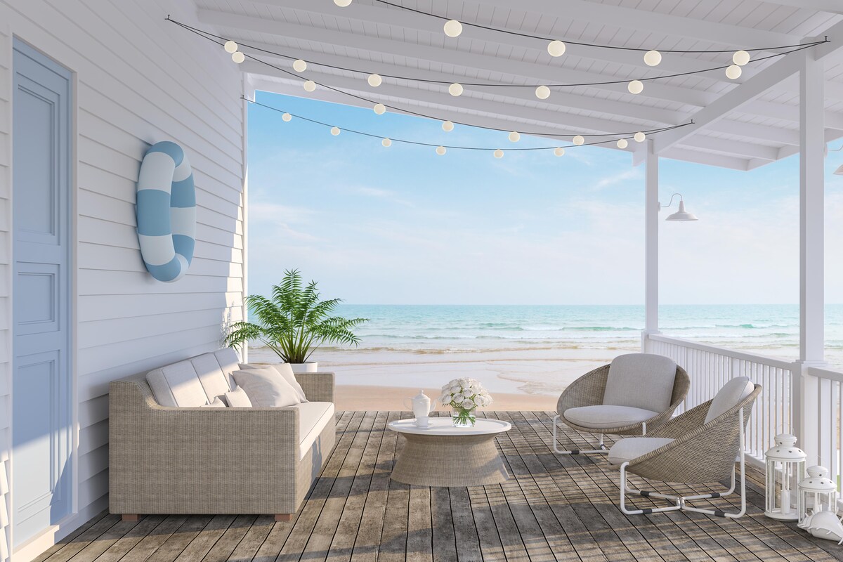 Elegant Balcony Design with String Lights Elegant Balcony Design with String Lights