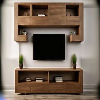 Modern TV Unit Design in Brown Laminate