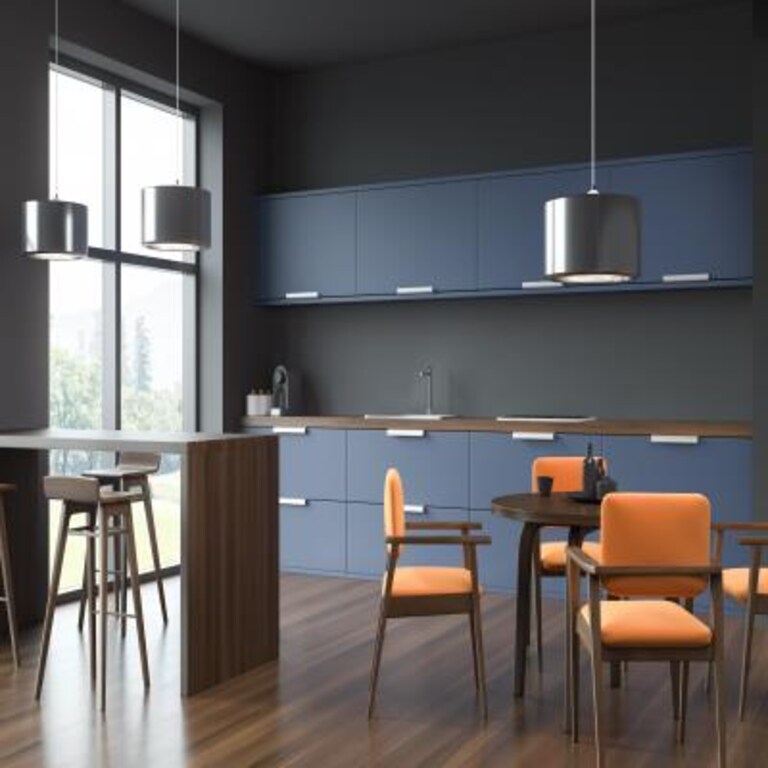 Smokey Blue Modular Kitchen