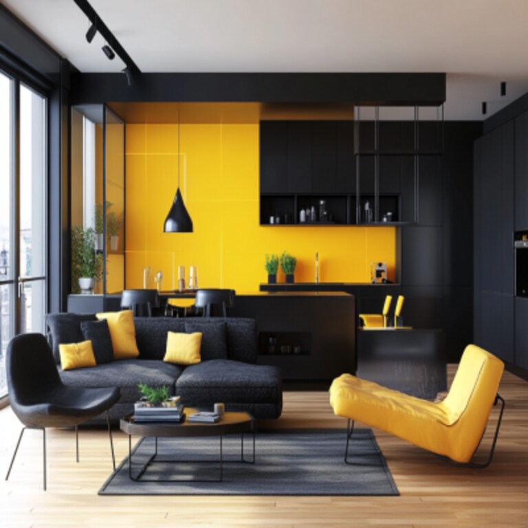 Modern Black and Yellow Wall Paint Design