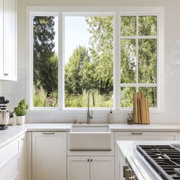 Modern White Window Design With A Wooden Finish
