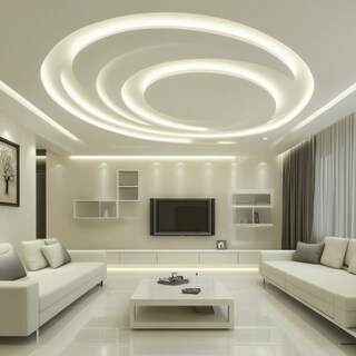 Contemporary White Peripheral POP False Ceiling Design