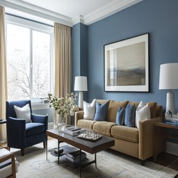 Modern Beige Living Room Wall Paint Design With Wall Art