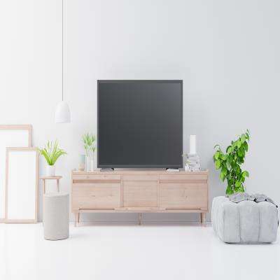 Industrial TV Unit Design in Silver for Modern Living Room