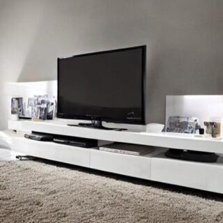 Industrial TV Unit Design in White Laminate