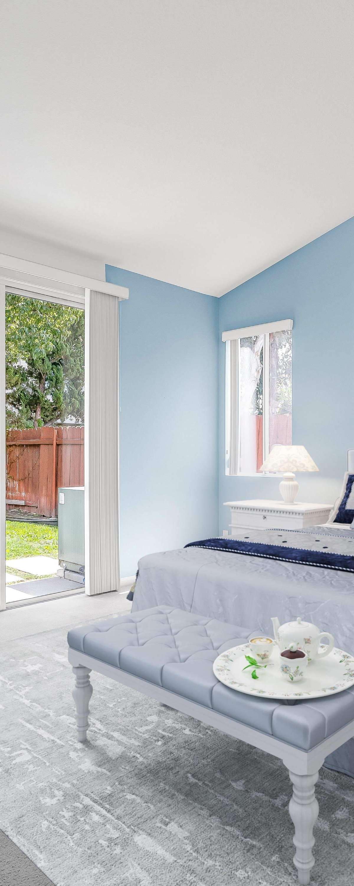 Master Bedroom Design with Light Blue Walls