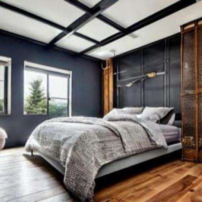 Couple Industrial Master Bedroom Design