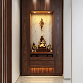 Modern Mandir Design With Floor Mounted Unit