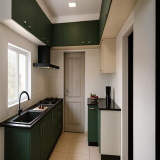 Modern Industrial Green Parallel Modular Kitchen