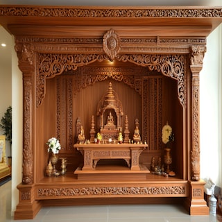 Classic Mandir Design With CNC Cut Doors