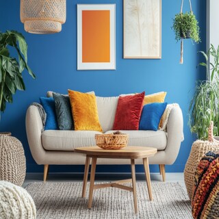 Modern Blue Living Room Wall Paint Design