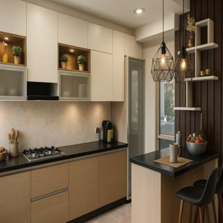 Contemporary L Shaped Bicolour Kitchen