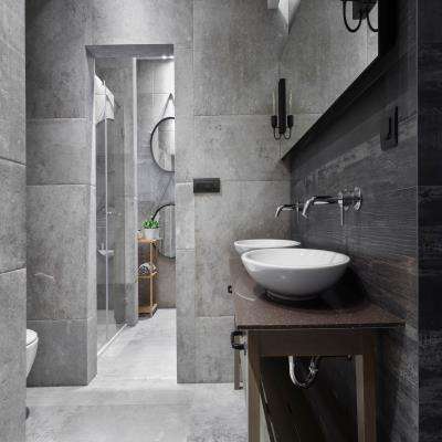 Attached Bathroom Design in Glorious Grey