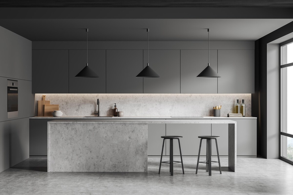 Grey Island Modular Kitchen Design Grey Island Modular Kitchen Design