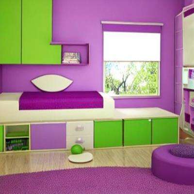 Light Violet and Light Green Kids Room Design
