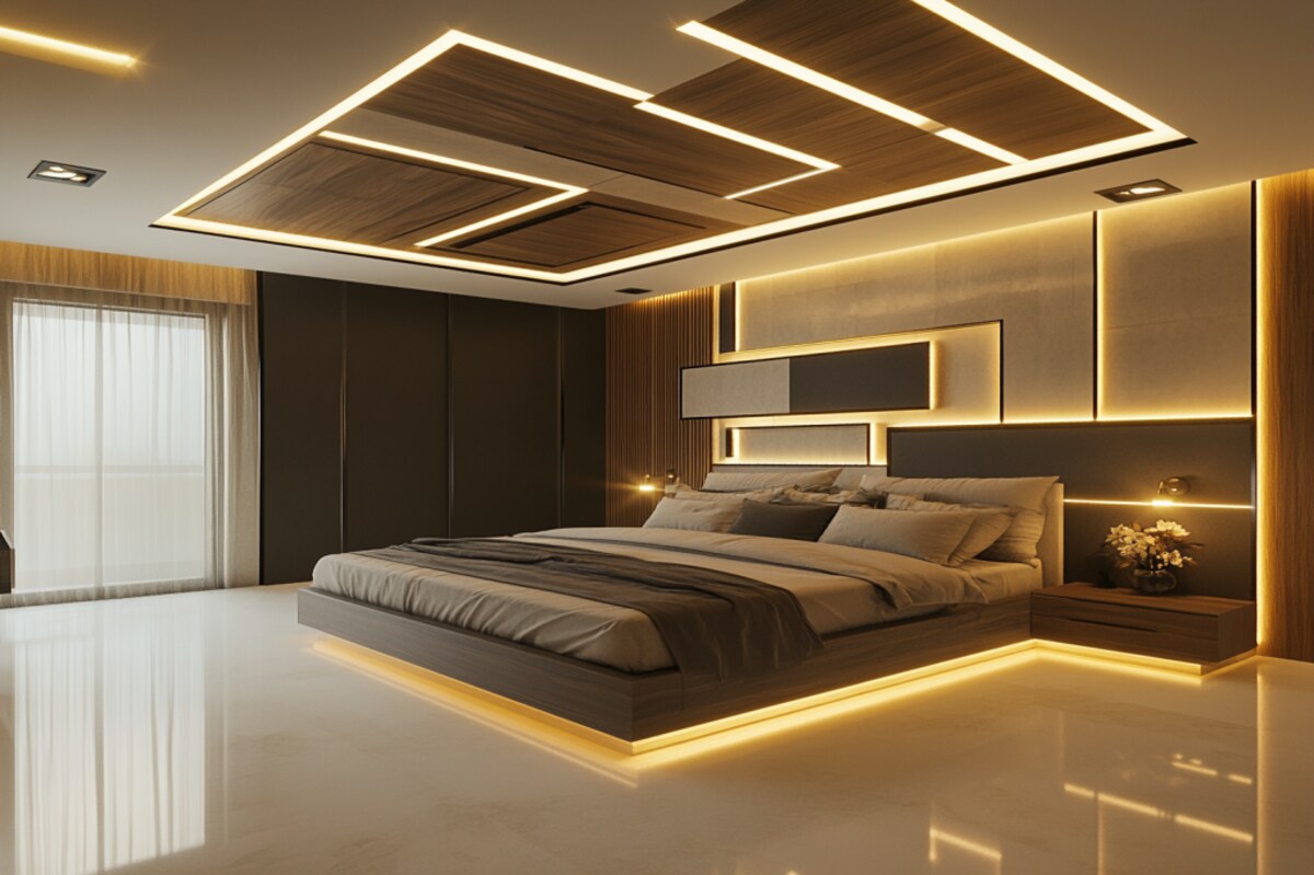 Contemporary Plus-Minus POP Bedroom False Ceiling Design