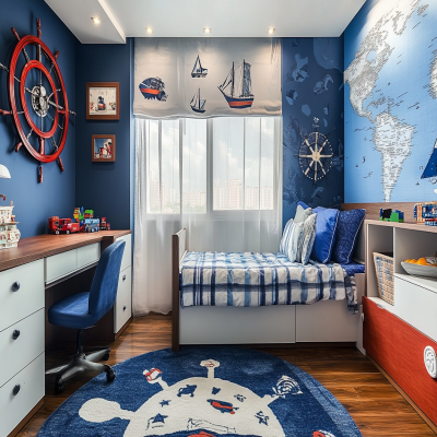 Modern Kids Room Design In Blue And White