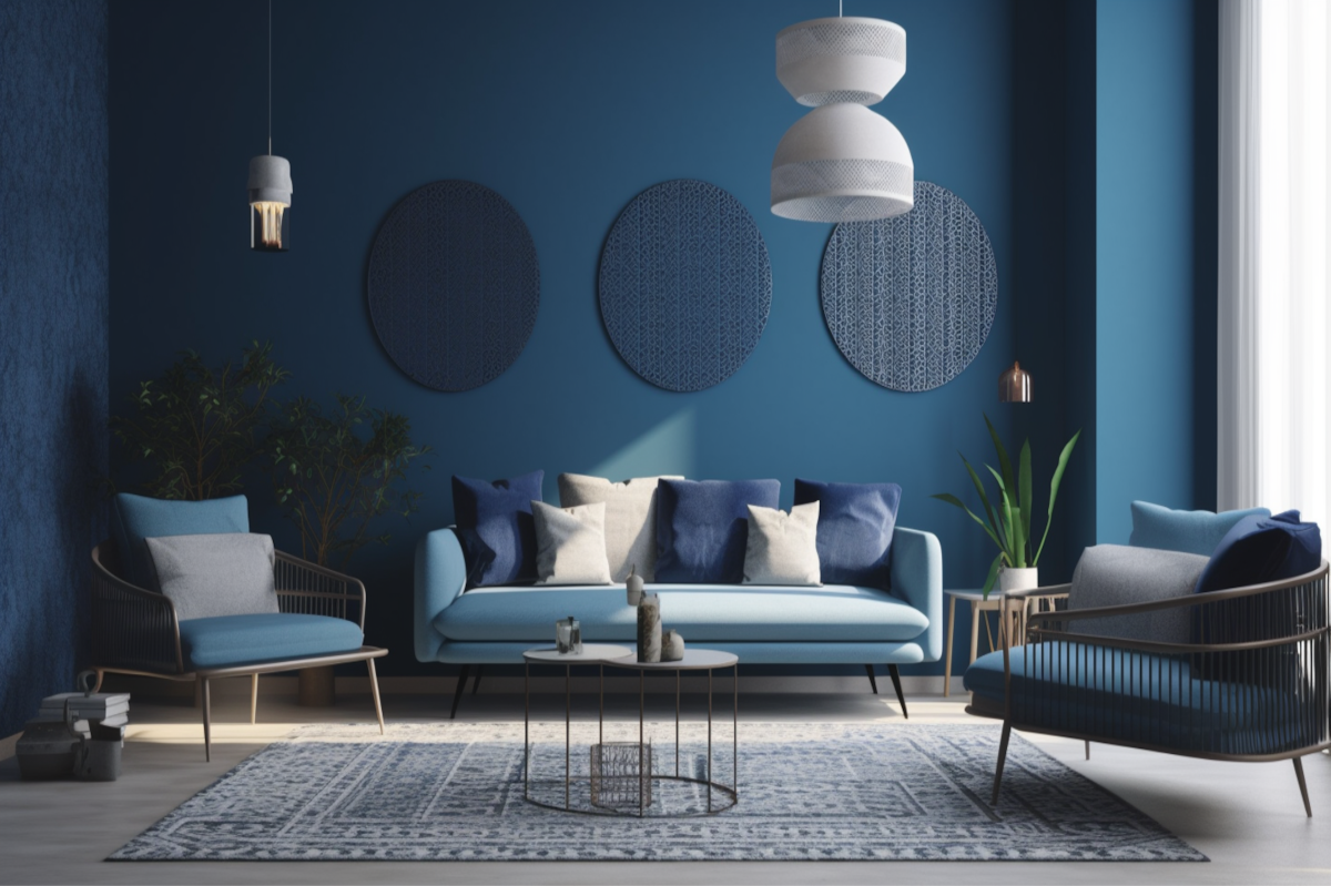 Blue and White Modern Wall Paint Design