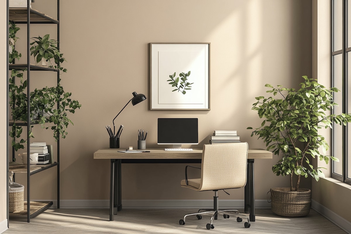 Modern Beige Wall Paint Design For Home Offices