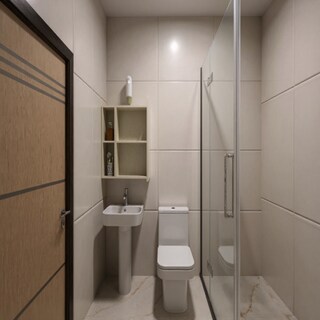 Modern Minimalist Beige Bathroom