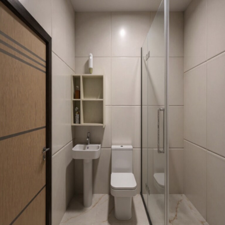Modern Minimalist Beige Bathroom