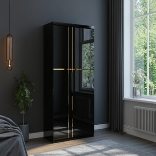 Modern 2 Door Swing Wardrobe Design With High Gloss Finish