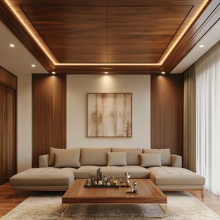 Single-Layered Modern False Ceiling Design In Wood