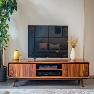 Compact Modern TV Unit Design with Open and Closed Storage