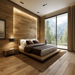 Classic Master Bedroom Design With Textured Bright Blue Accent Wall