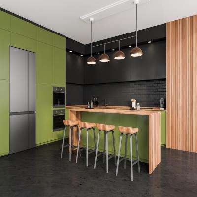 Black and Olive Green Modular Kitchen Design