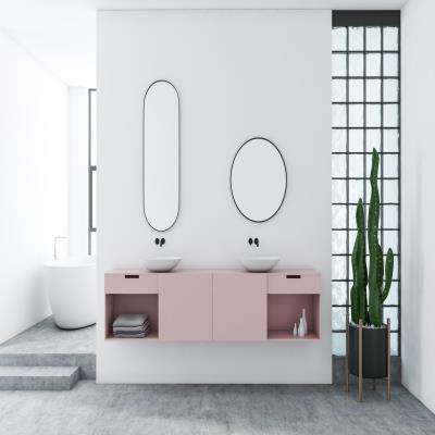 Peachy Pink Bathroom Design