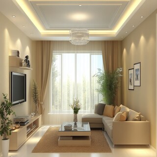 Contemporary Suspended POP Ceiling Design With White Paint Finish