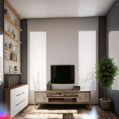 Rustic TV Unit Design in White Laminate