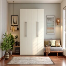 Contemporary 6-Door Swing Wardrobe Design with Membrane Finish