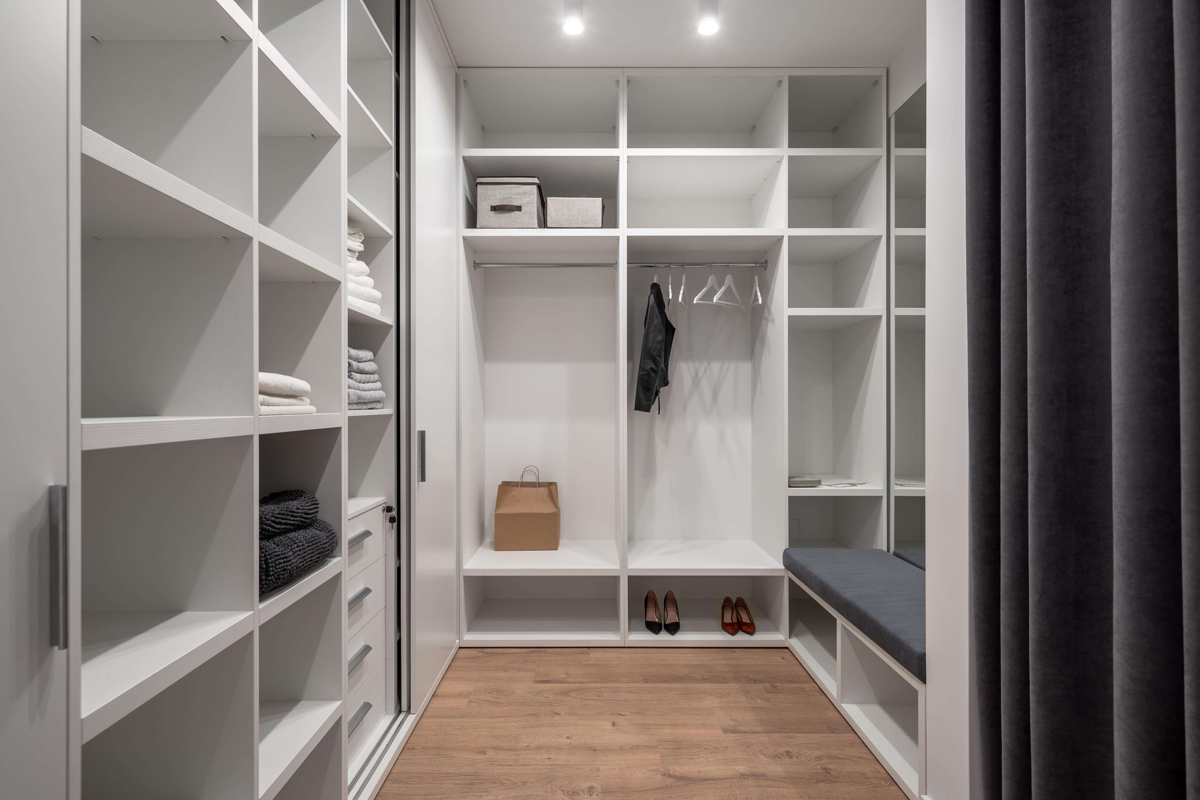 Contemporary Wardrobe Design with Seating Area