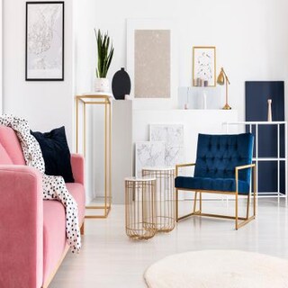 Living Room Coffee Table Set With Gold Accents