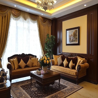 Classic Brown And Yellow Living Room Wall Design