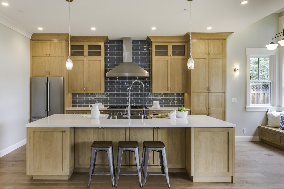 Modern Touch White Kitchen Blue Subway Tile Modern Touch White Kitchen Blue Subway Tile