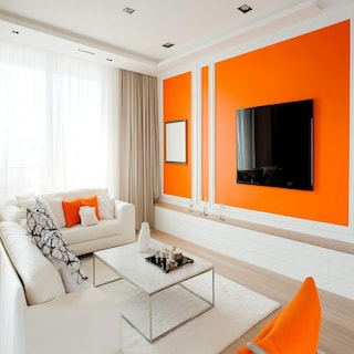 Contemporary Orange and White Wall Trims Wall Design