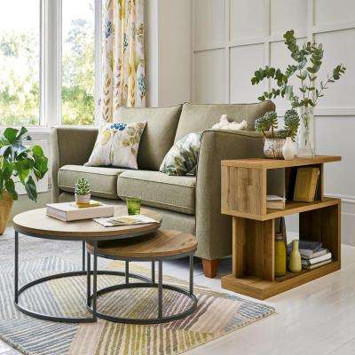 Living Room Featuring Beautiful Earthy Elements and Side Tables